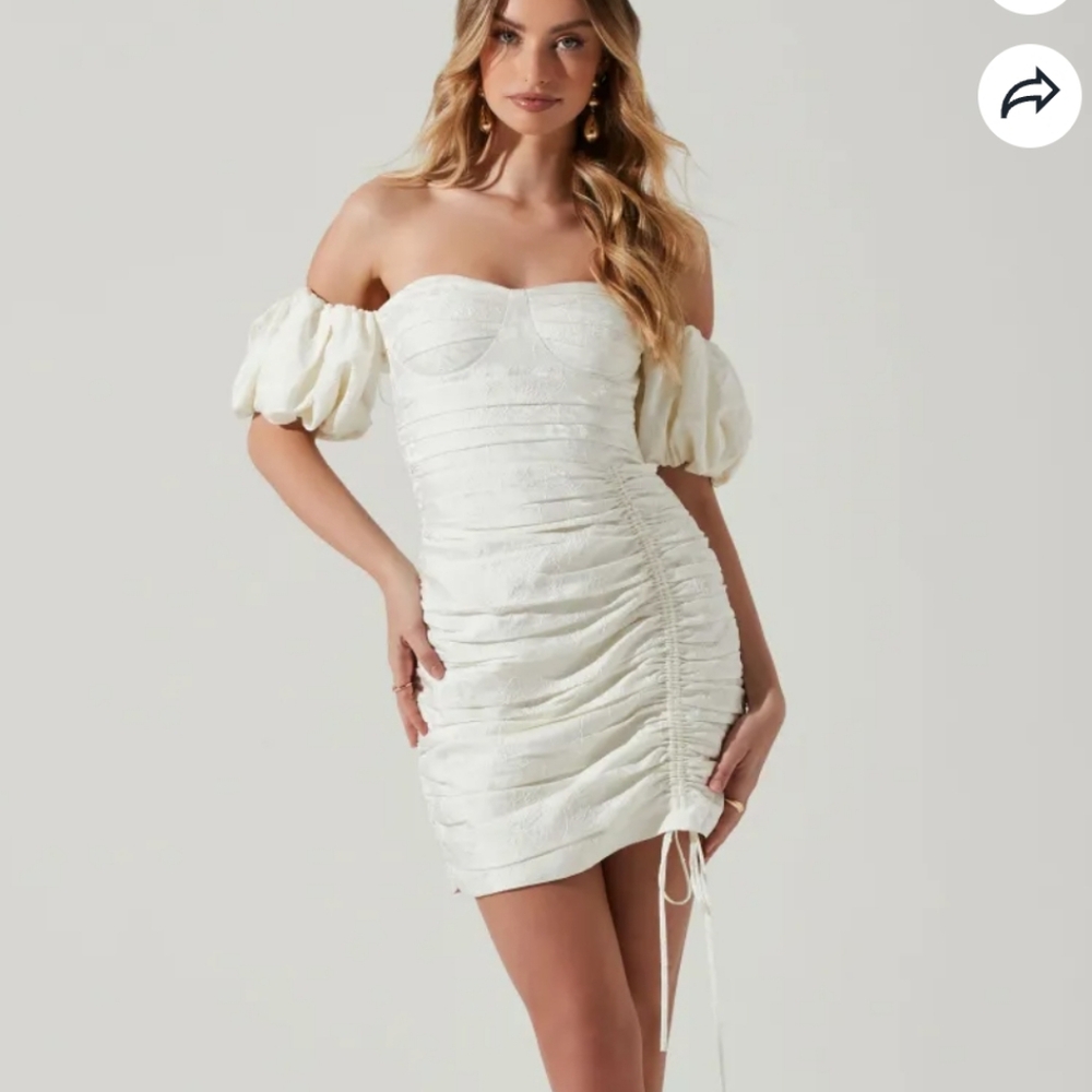Astr Elegant Cream Off-Shoulder Dress